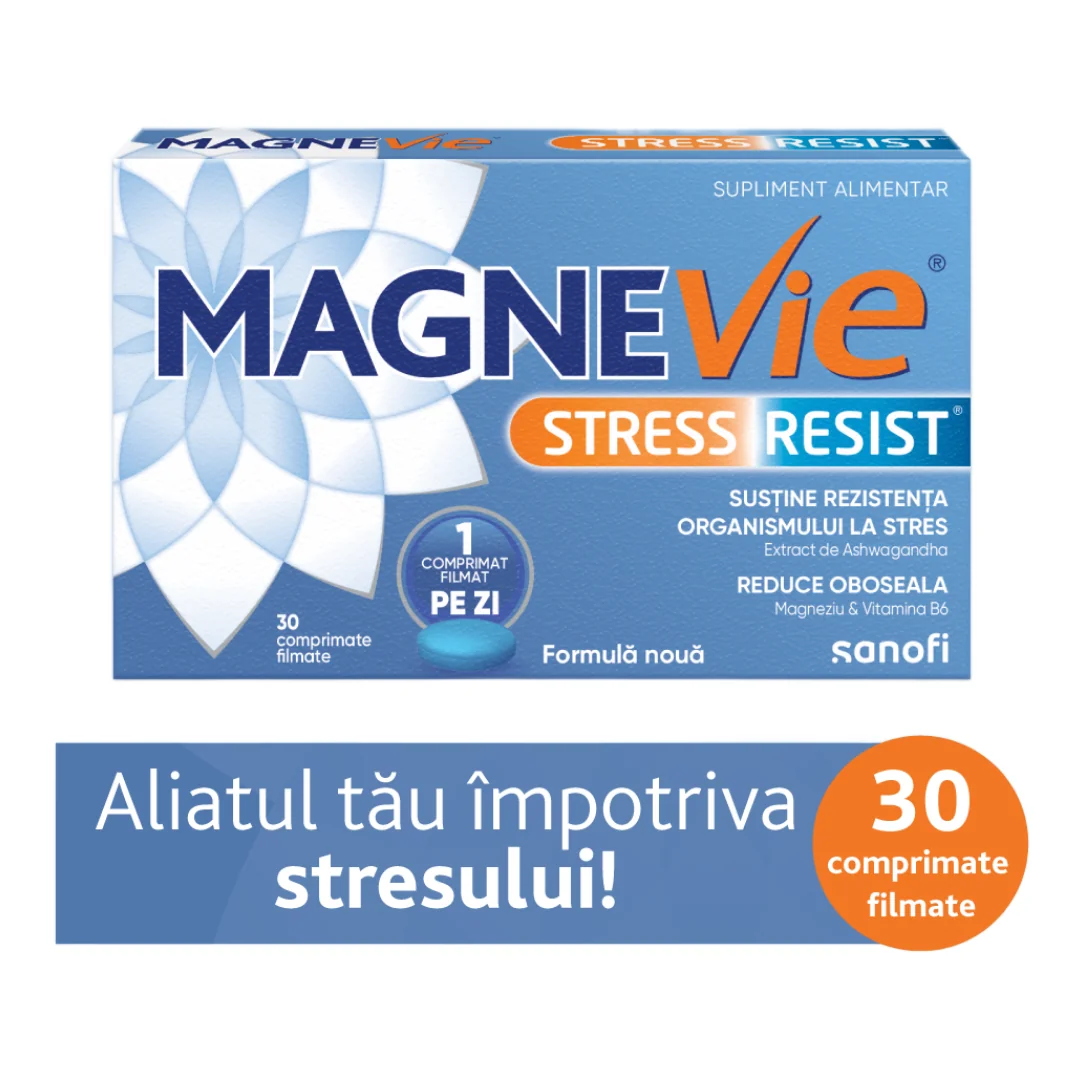 MagneVie Stress Resist Ashwagandha, 30 Comprimate Filmate, Sanofi