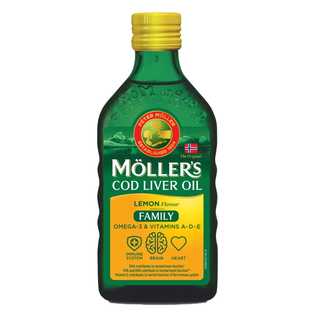 Ulei Din Ficat De Cod, Cu Aroma De Lămâie, Family, 500 Ml, Moller's