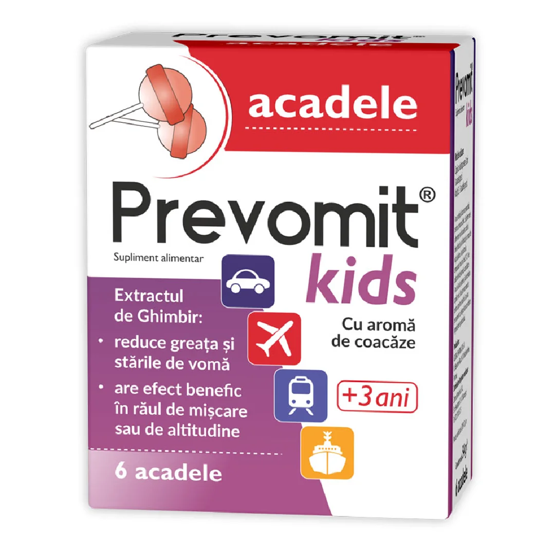 Prevomit Kids 3 Ani+, 6 Acadele Aroma Coacăze, Zdrovit