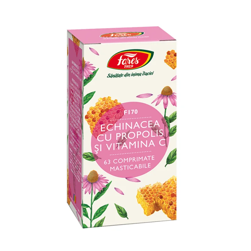 Echinacea Cu Propolis Si Vitamina C, 63 Cpr, FARES