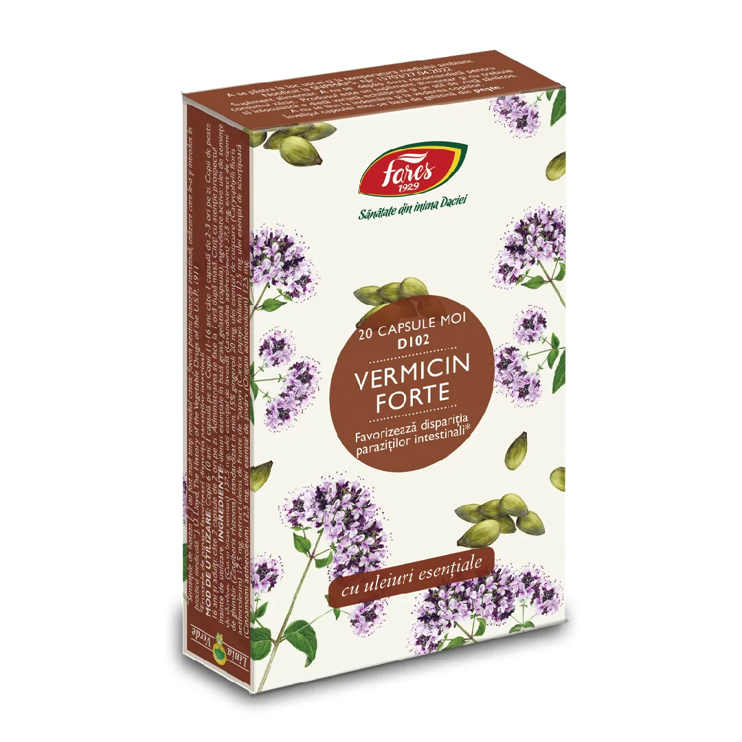Vermicin Forte, 20 Capsule, Fares
