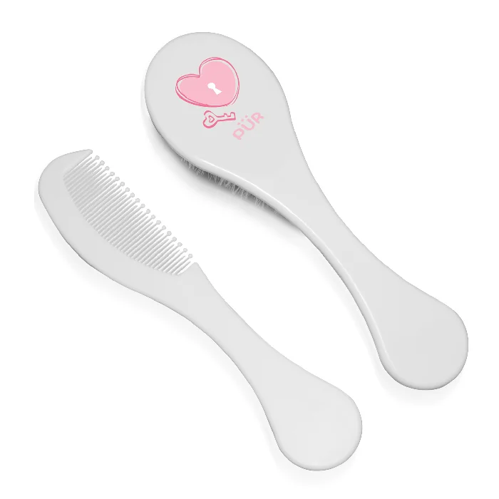 Set Perie Si Pieptene, Roz, Pur