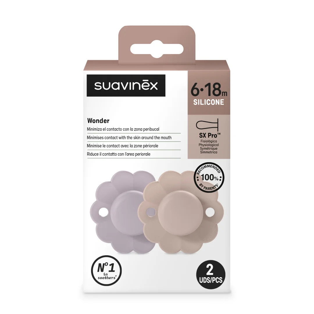 Suzete Fiziologice Din Silicon Sx Pro Wonder, 6 - 18 Luni, Lavanda Roz, 2 Bucăți, Suavinex