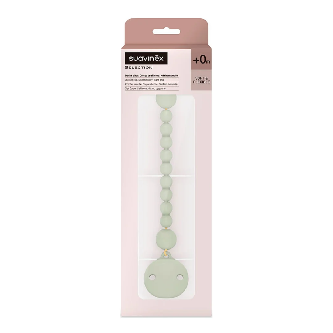 Lantisor Cu Clips Pentru Suzeta Colour Essence, Verde, 1 Bucata, Suavinex