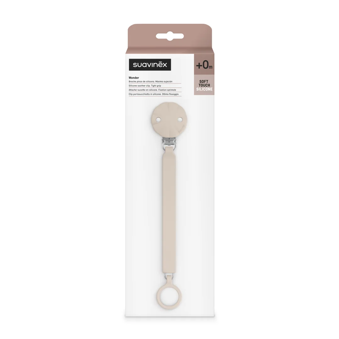 Lantisor Din Silicon Cu Clips Pentru Suzeta Wonder, Roz Deschis, 1 Bucata, Suavinex