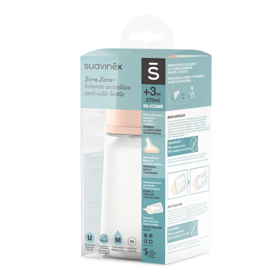 Biberon Cu Debit Mediu Zero Zero, 270 Ml, Suavinex