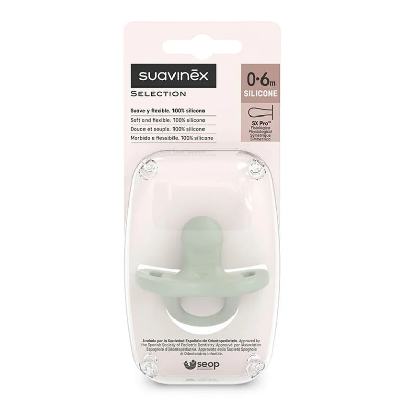 Suzeta Fiziologica Din Silicon Colour Essence, 0-6 Luni, Verde, Suavinex