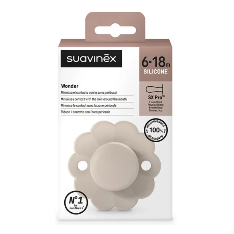 Suzeta Fiziologica Din Silicon Wonder, 6-18 Luni, Mauve Chalk, 1 Bucata, Suavinex