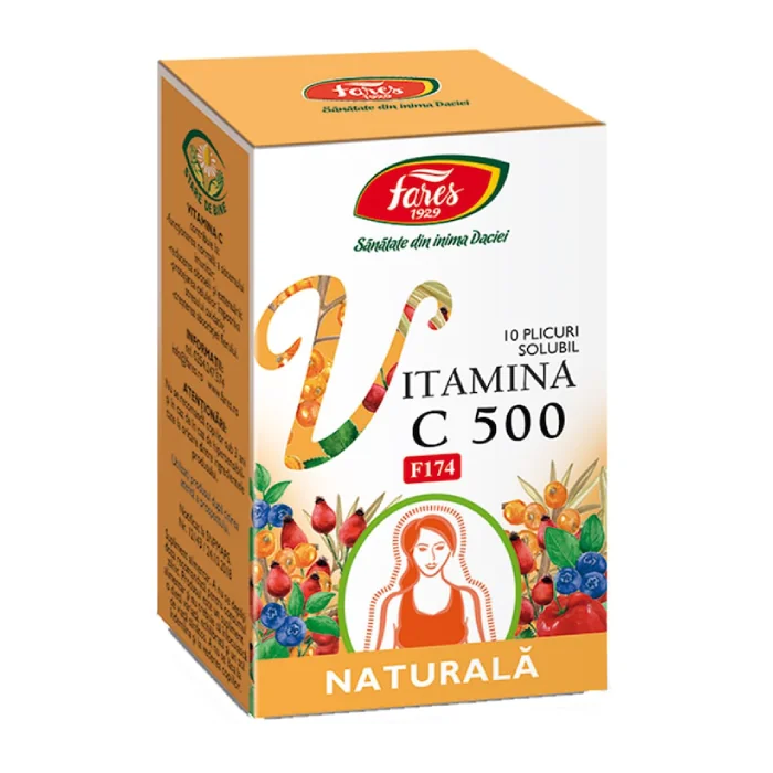 Vitamina C 500 Naturala, 10 Plicuri, Fares