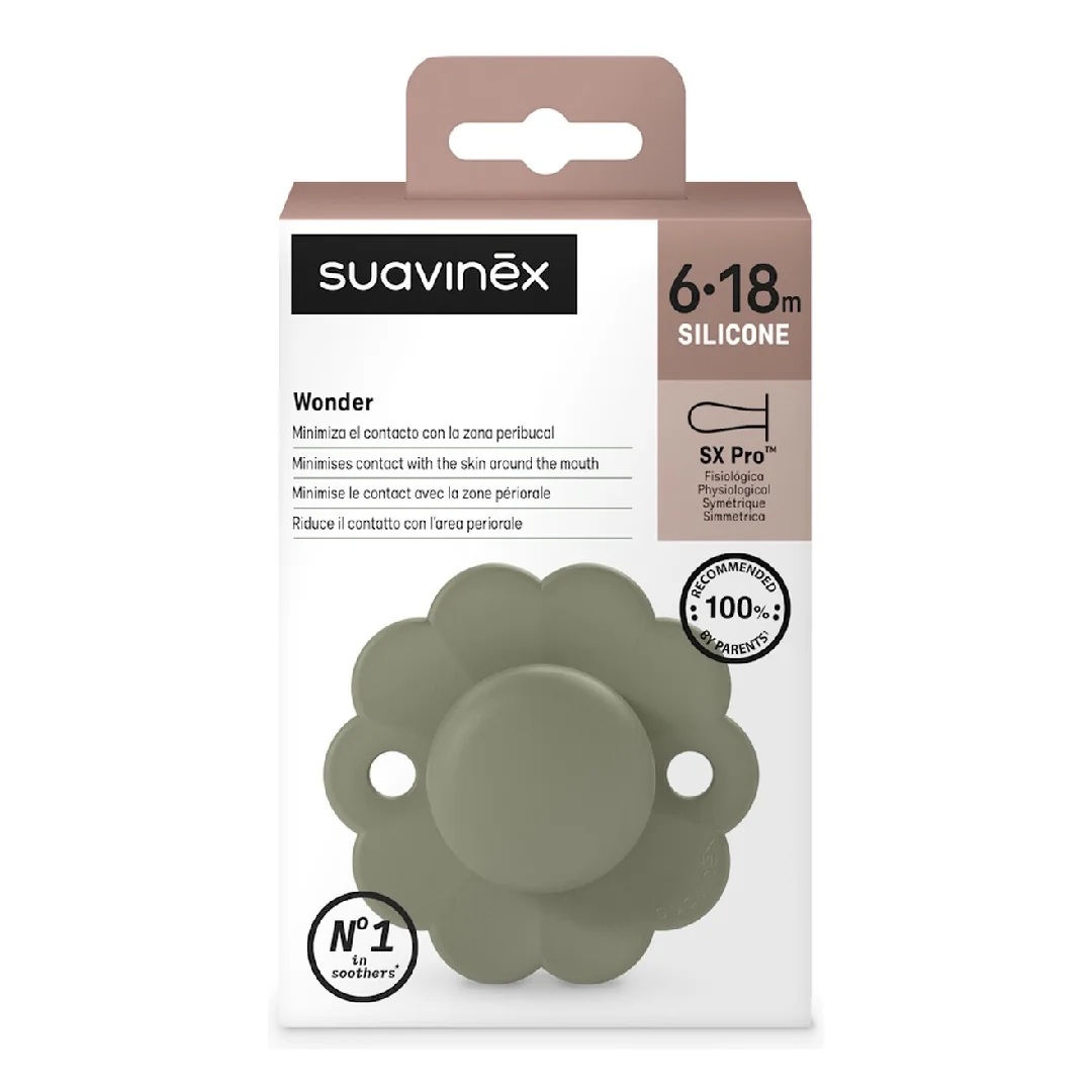 Suzeta Fiziologica Din Silicon Wonder, 6-18 Luni, Verde, 1 Bucata, Suavinex