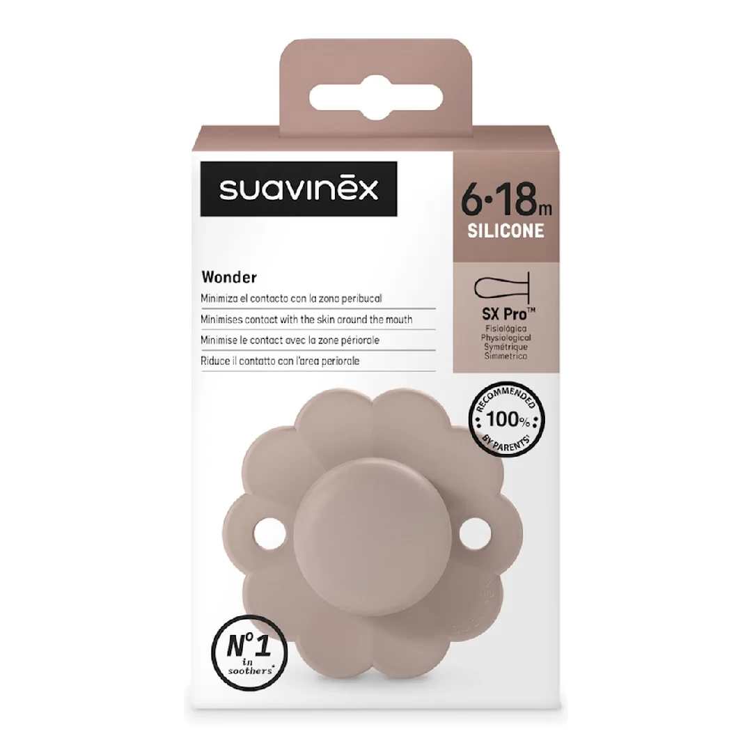 Suzeta Fiziologica Din Silicon Wonder, 6-18 Luni, Roz, 1 Bucata, Suavinex