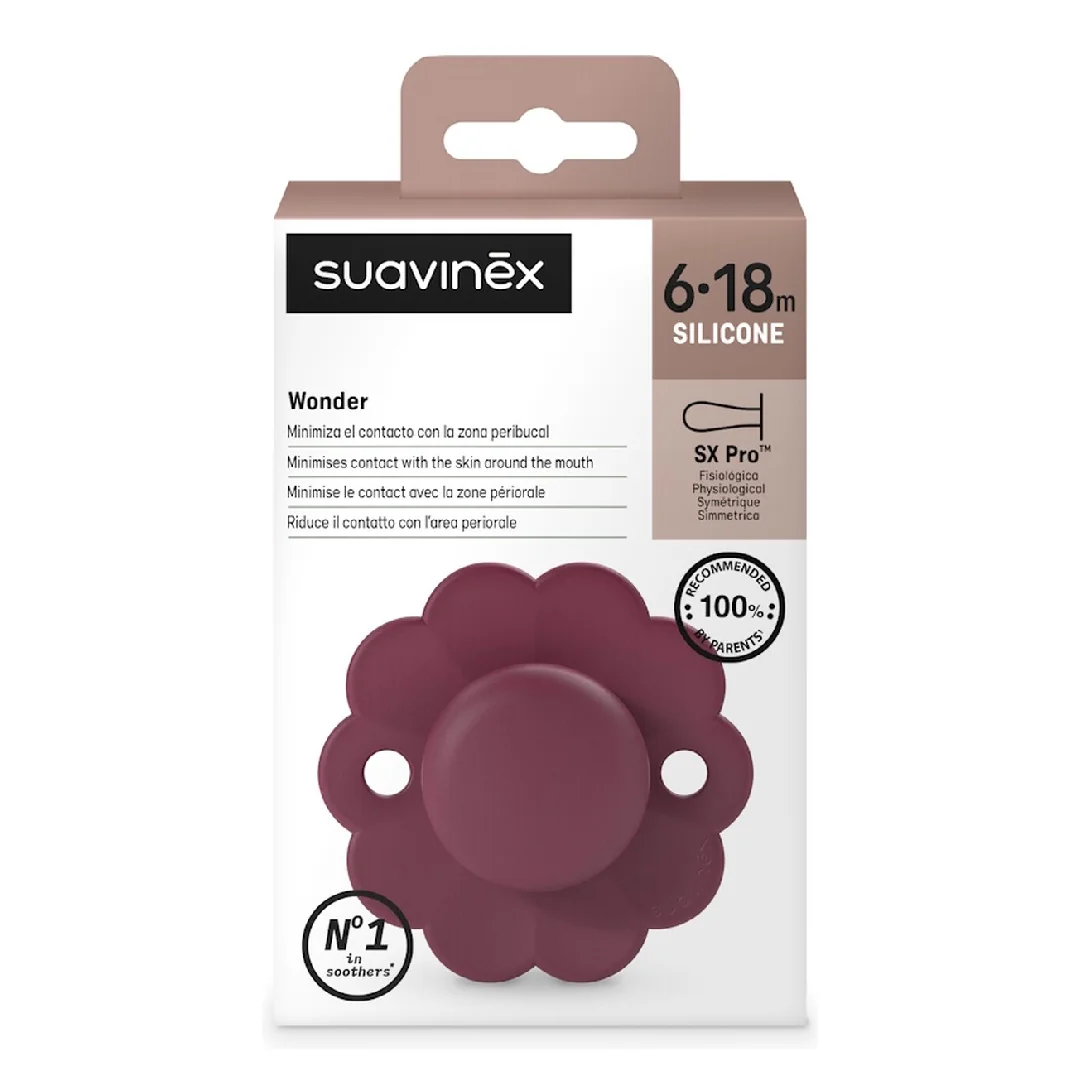 Suzeta Fiziologica Din Silicon Wonder, 6-18 Luni, Magenta, 1 Bucata, Suavinex