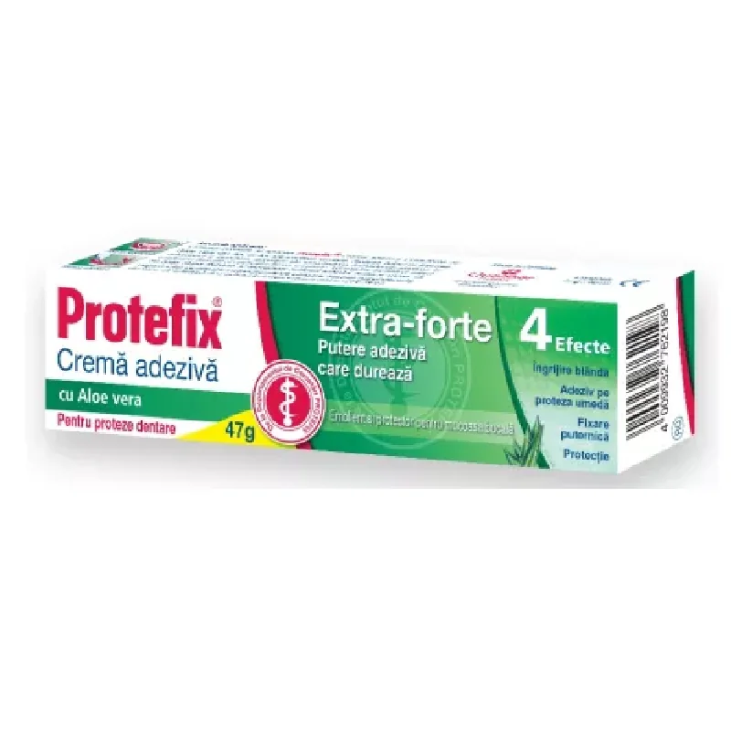 Crema Adezivă Pentru Fixarea Protezei Dentare Cu Aloe Vera Extra-Forte, 47 G, Protefix