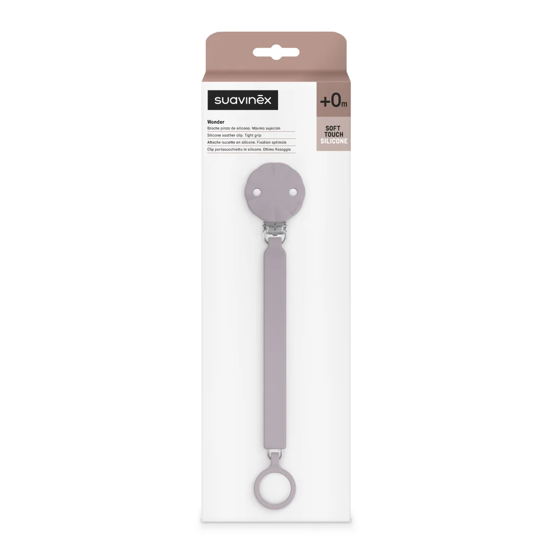 Lantisor Din Silicon Cu Clips Pentru Suzeta Wonder, Lavanda, 1 Bucata, Suavinex