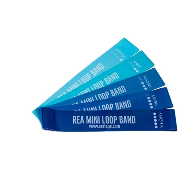 Set 5 Mini Benzi Elastice Rea Tape Mix, 5 Niveluri De Rezistență, Albastru