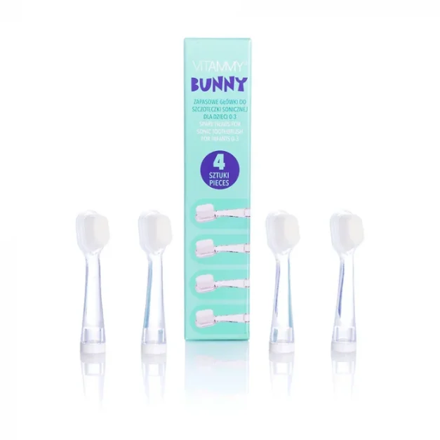 Set 4 Rezerve Periuta De Dinti Vitammy Bunny, Fibre Nano, Alb