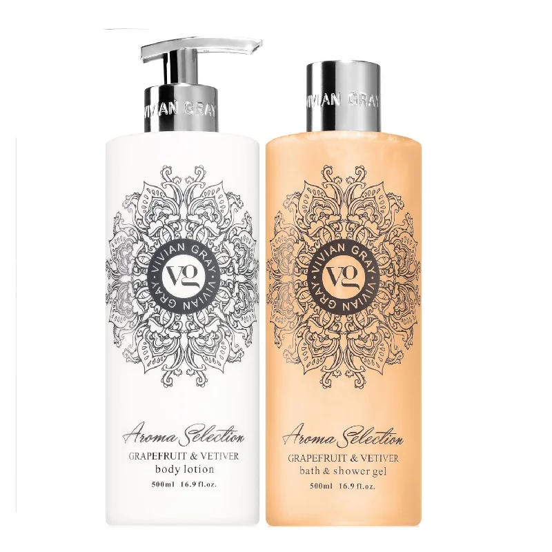 Set Gel Dus Și Loțiune Corp Grapefruit & Vetiver, 2x500ml, Vivian Gray