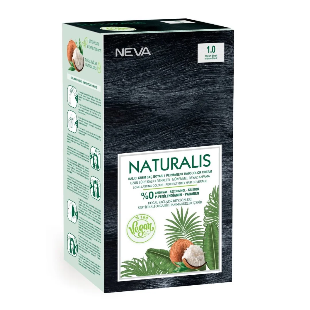 Vopsea De Par Negru Intens, 1.0 Naturalis, 150ml, NEVA