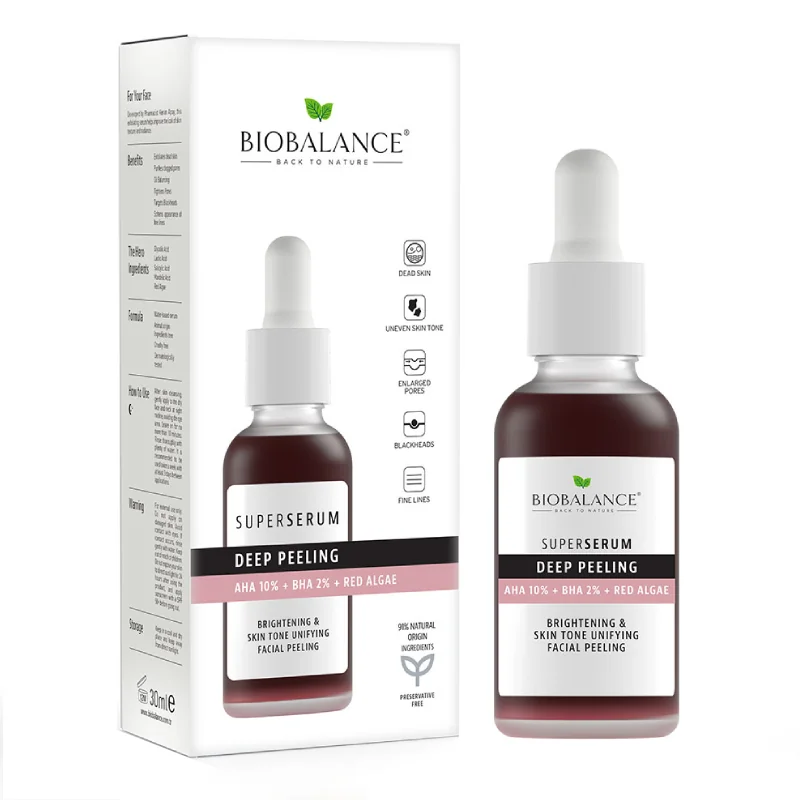 Super Serum Exfoliere Profunda Cu Aha 10% + Bha 2% + Extract De Alge Rosii, 30 Ml, Bio Balance