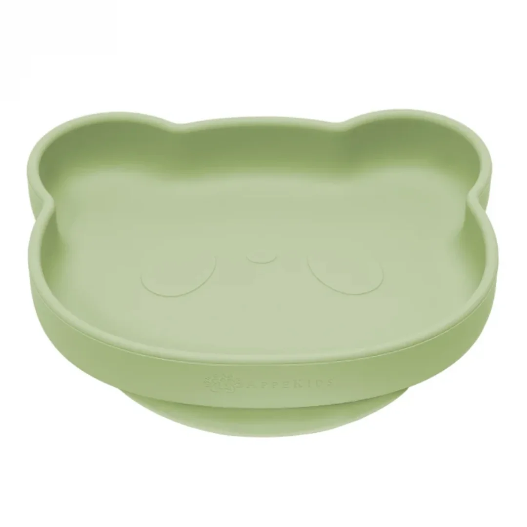 Farfurie Din Silicon Cu Ventuză The Little Bear, +6 Luni, Raw Green, Appekids