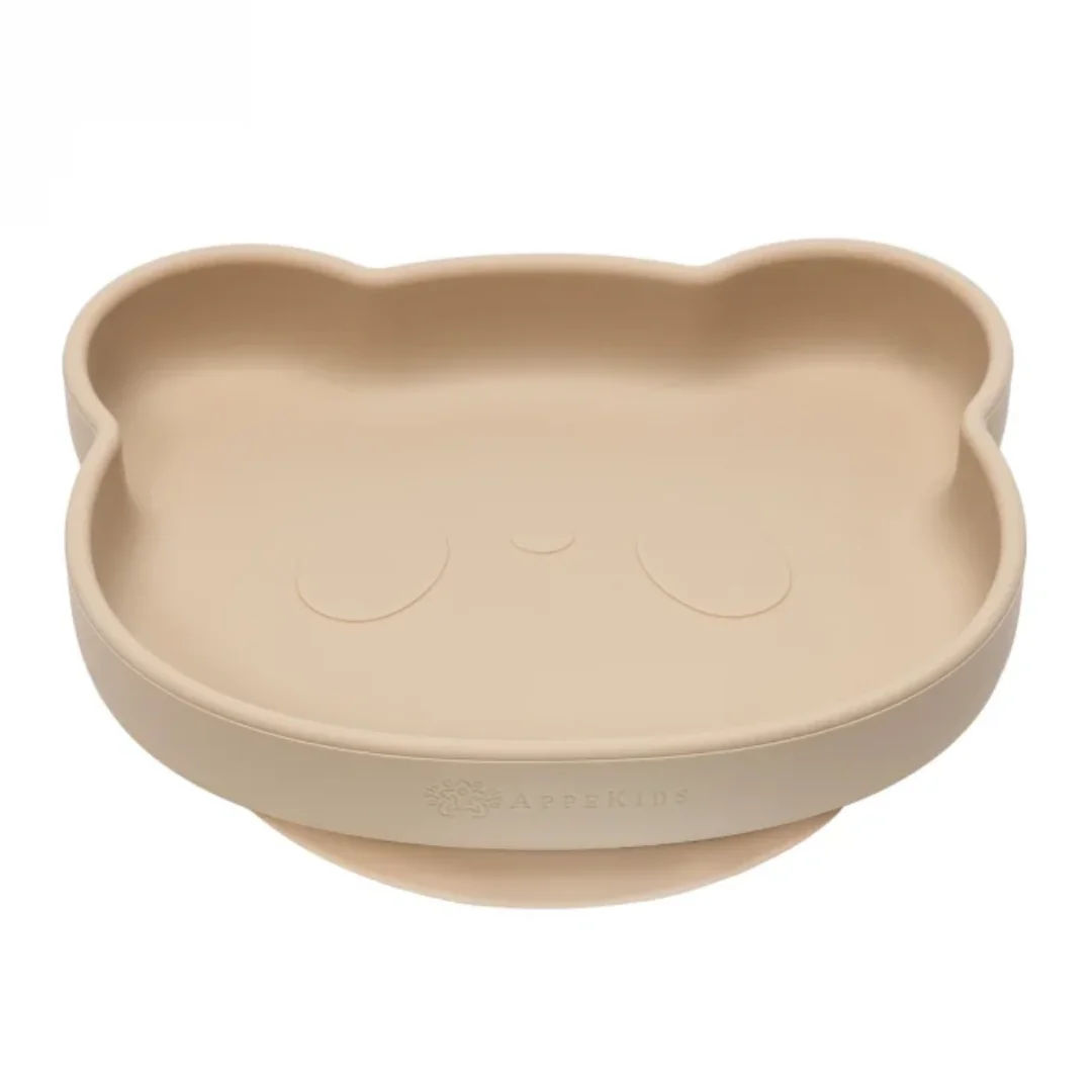Farfurie Din Silicon Cu Ventuză The Little Bear, +6 Luni, Bubble Beige, Appekids