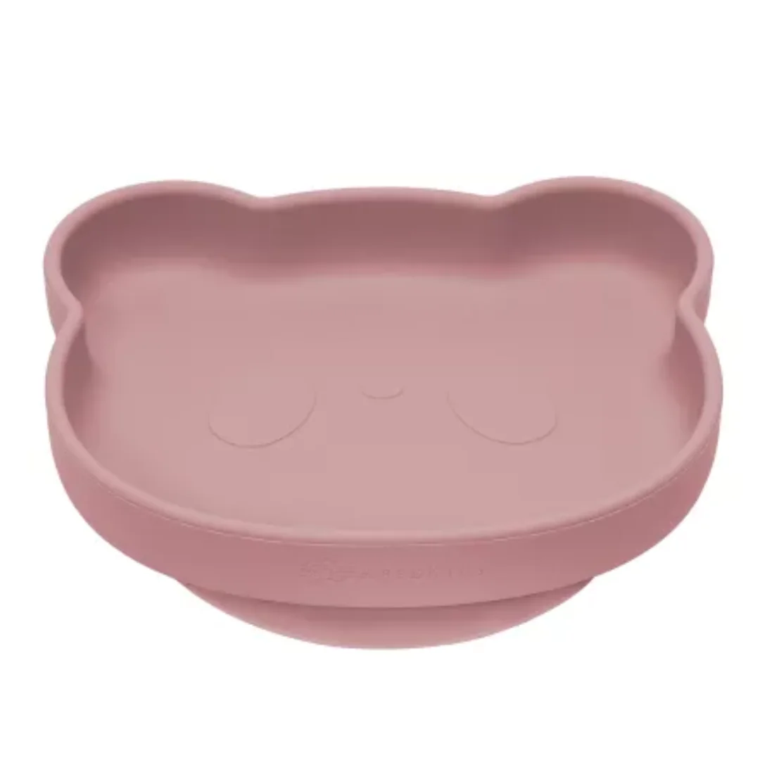 Farfurie Din Silicon Cu Ventuză The Little Bear, +6 Luni, Old Rose, Appekids