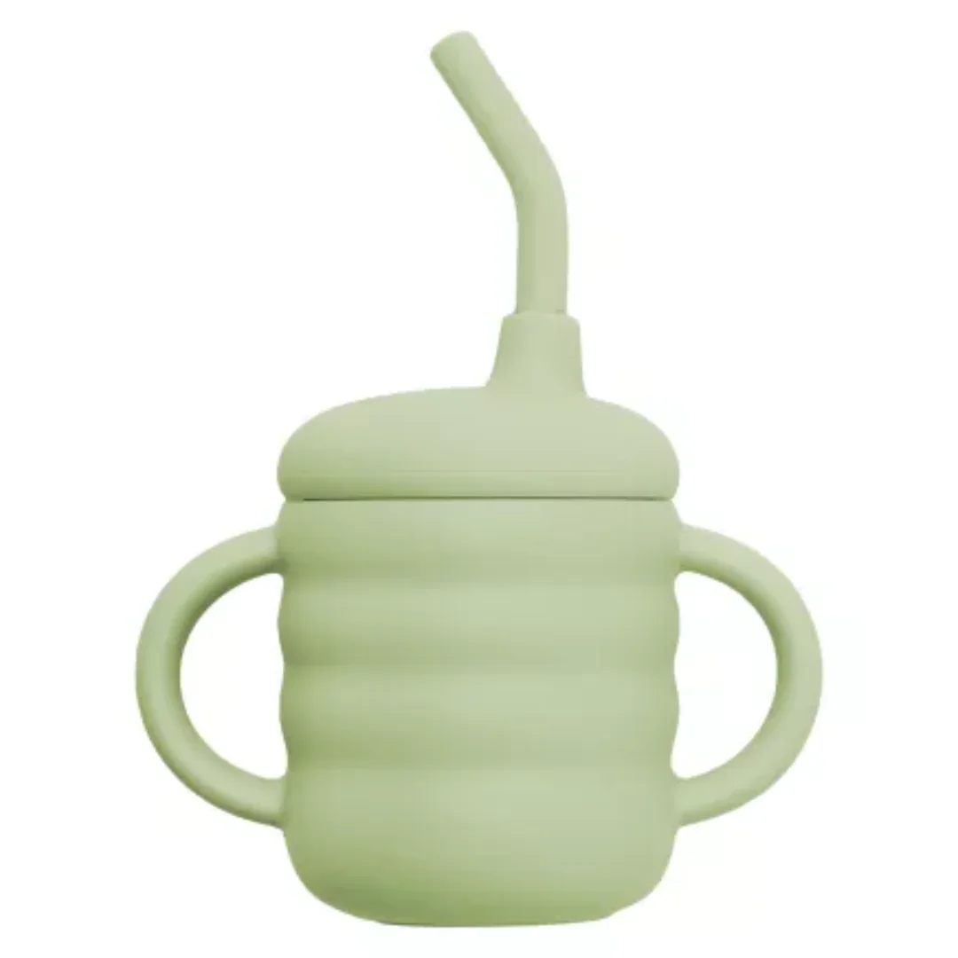 Cana Din Silicon Cu Pai, 6 Luni+, Raw Green, Appekids