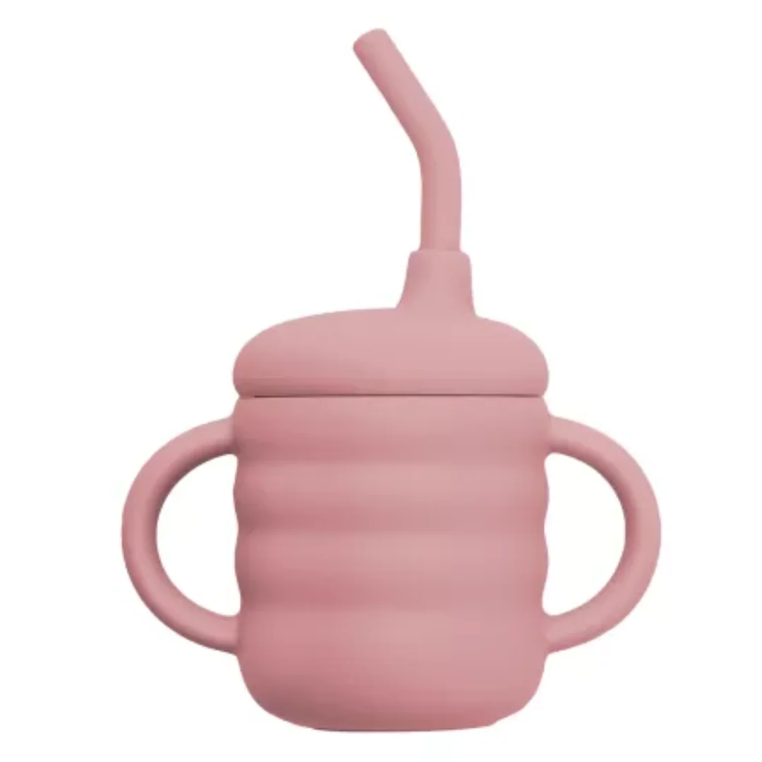 Cana Din Silicon Cu Pai, 6 Luni+, Old Rose, Appekids