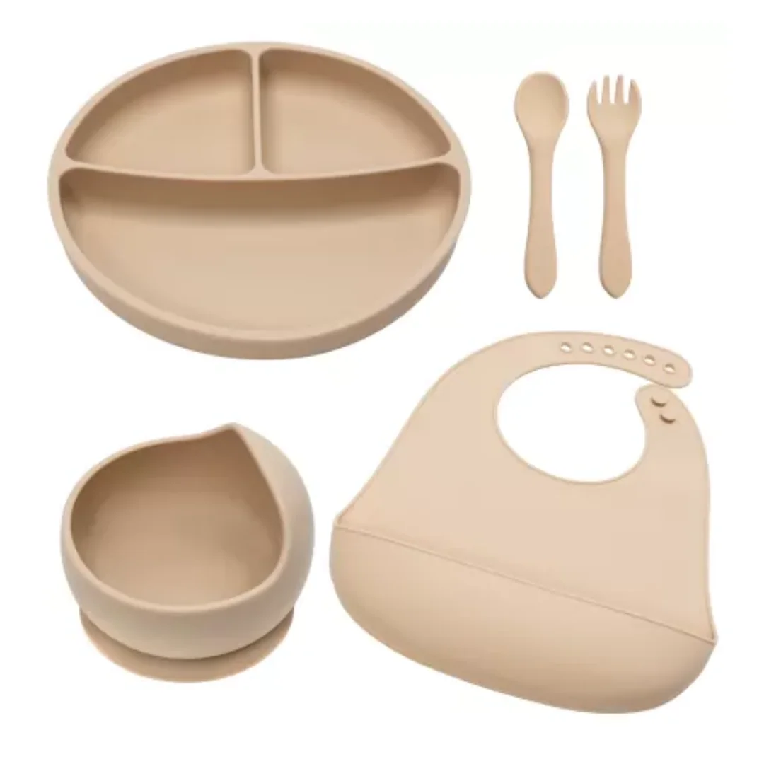 Set Pentru Diversificare Din Silicon Classic, 6 Luni+, Bubble Beige, Appekids