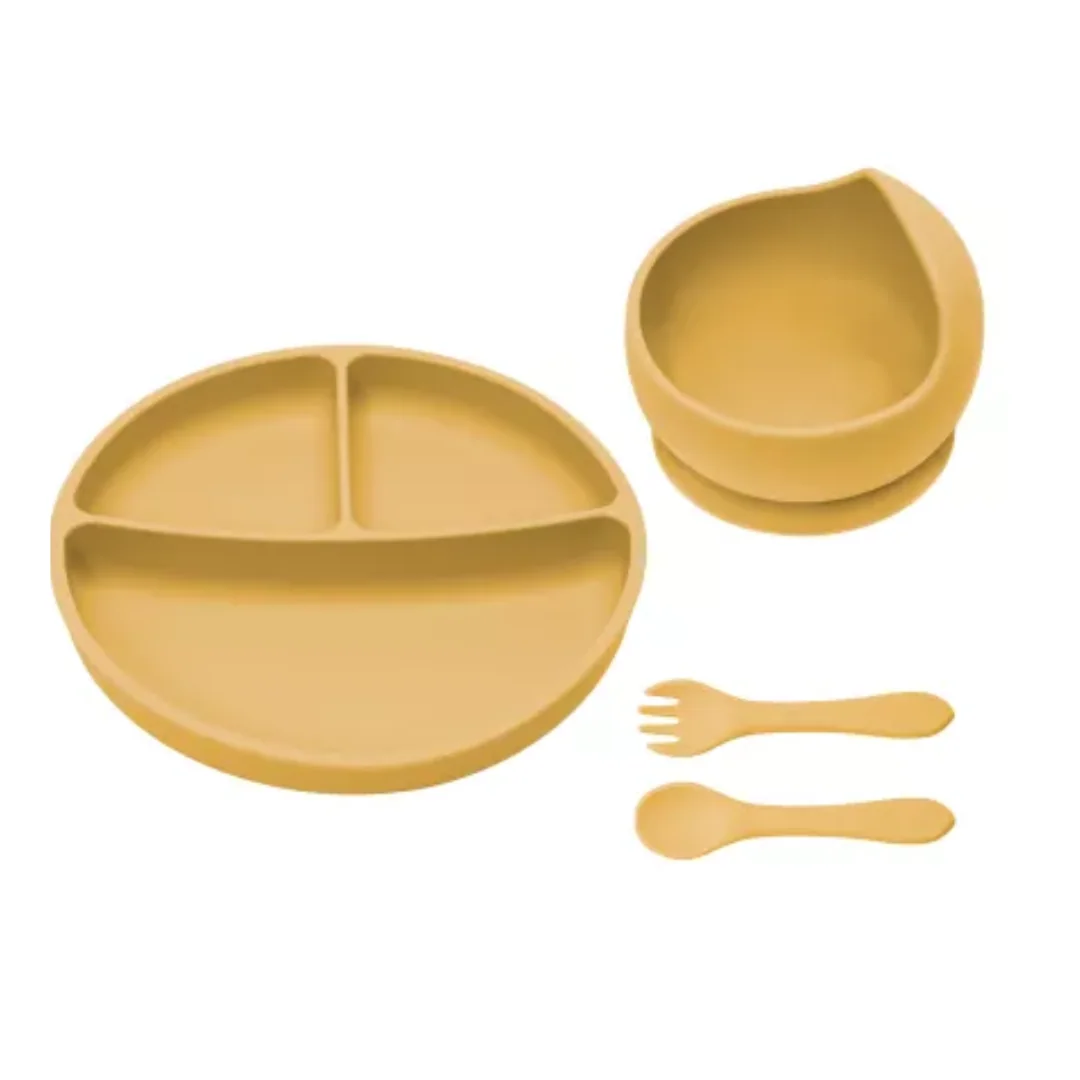Set Pentru Diversificare Din Silicon Basic, 6 Luni+, Honey, Appekids
