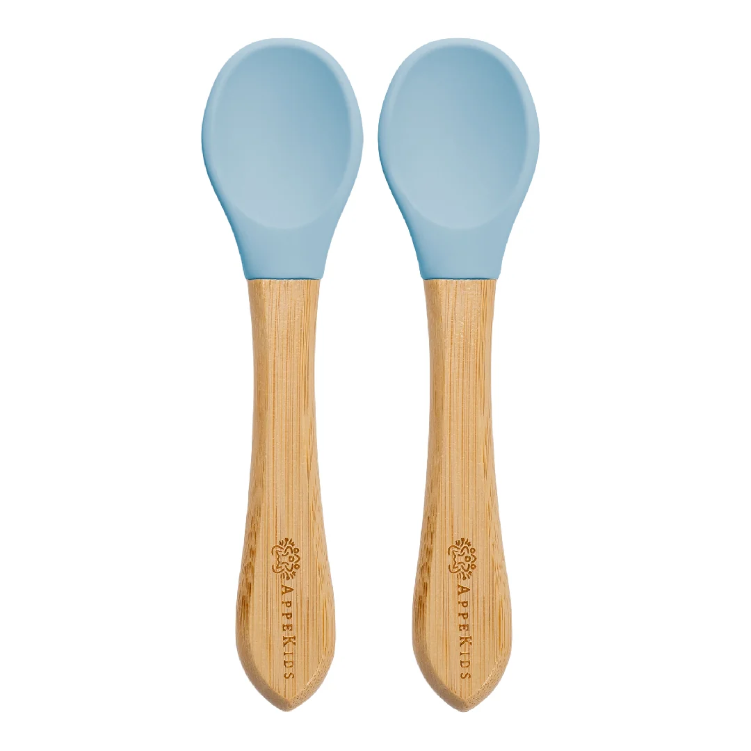 Set Lingurițe Din Bambus, 6 Luni+, Aqua Blue, Appekids