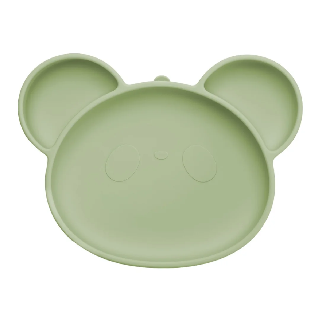 Farfurie Din Silicon Cu Ventuză Panda, 6 Luni+, Raw Green, Appekids