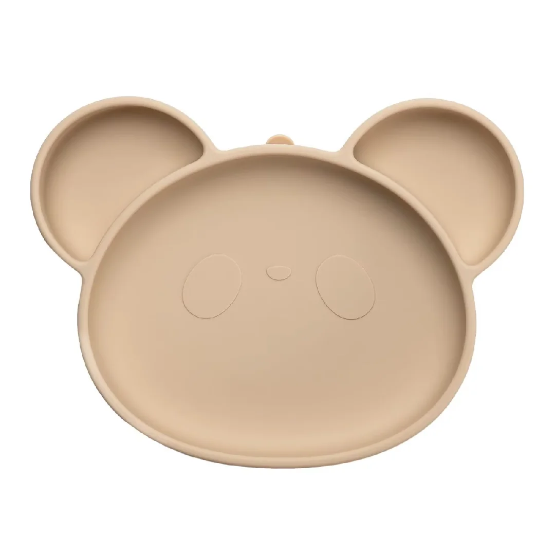 Farfurie Din Silicon Cu Ventuză Panda, 6 Luni+, Bubble Beige, Appekids