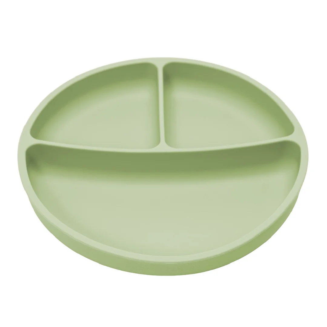 Farfurie Compartimentată Din Silicon Cu Ventuză, 6 Luni+, Raw Green, Appekids