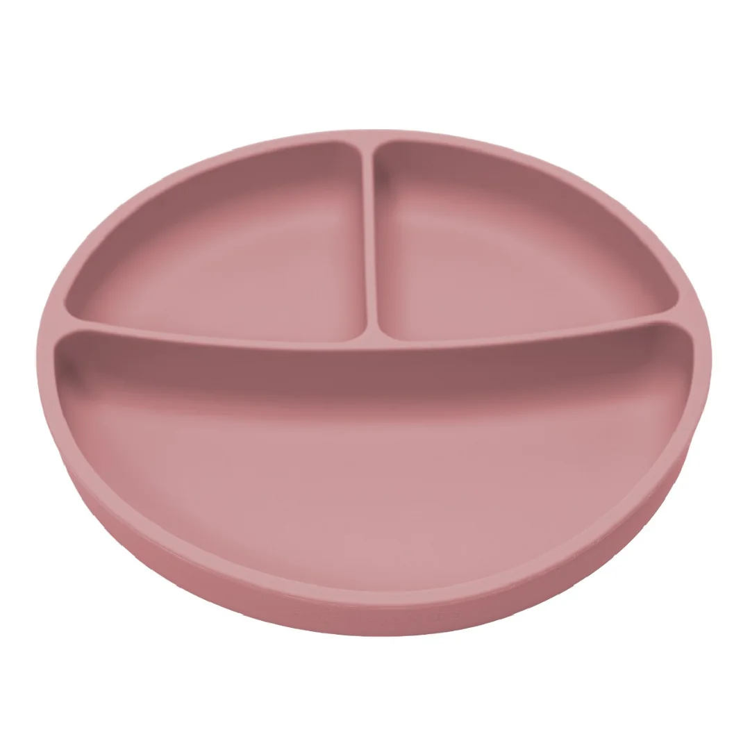 Farfurie Compartimentată Din Silicon Cu Ventuză, 6 Luni+, Old Rose, Appekids