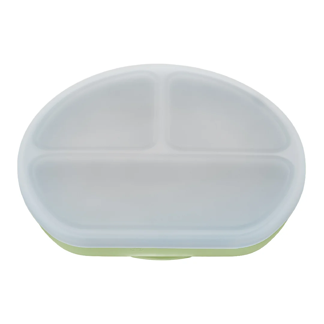 Farfurie Din Silicon Cu Capac, 6 Luni+, Raw Green, Appekids