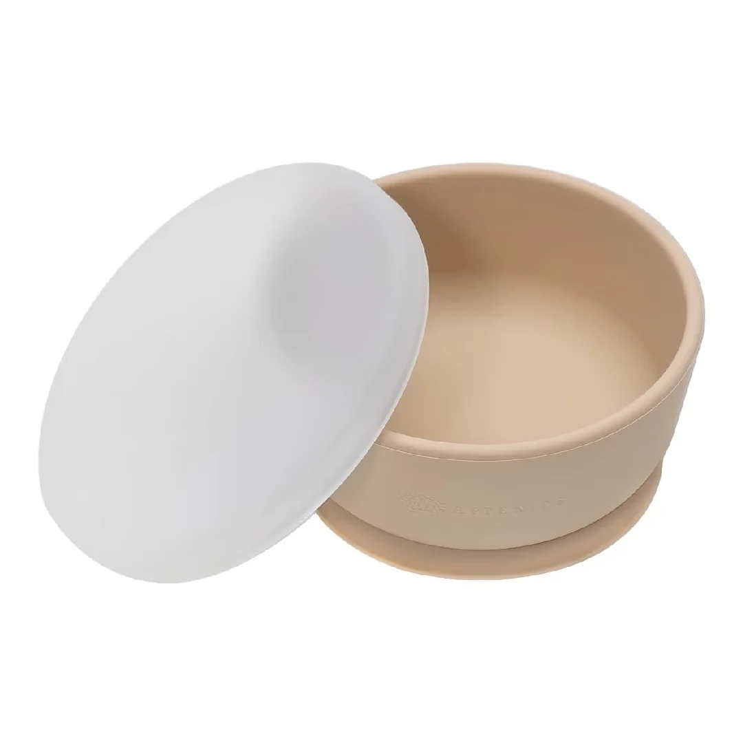 Bol Din Silicon Cu Capac, 6 Luni+, Bubble Beige, Appekids
