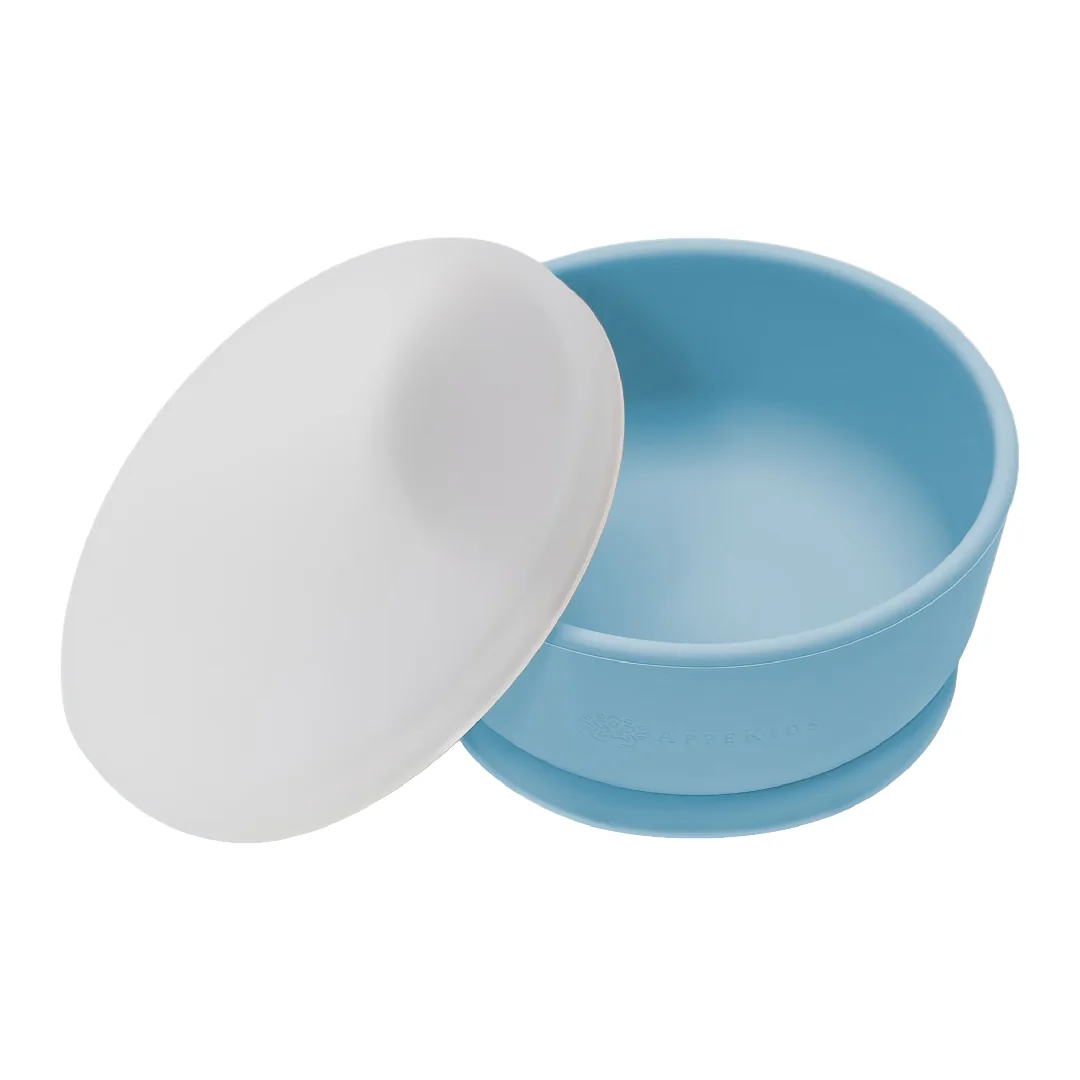 Bol Din Silicon Cu Capac, 6 Luni+, Aqua Blue, Appekids