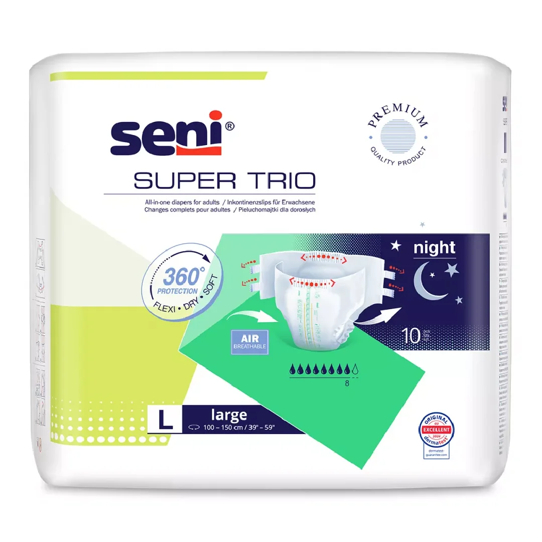 Scutece Super Trio Large, 10 Bucăți, Seni