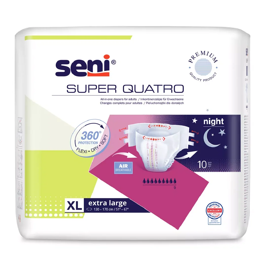 Scutece Super Quatro Extra Large, 10 Bucăți, SENI