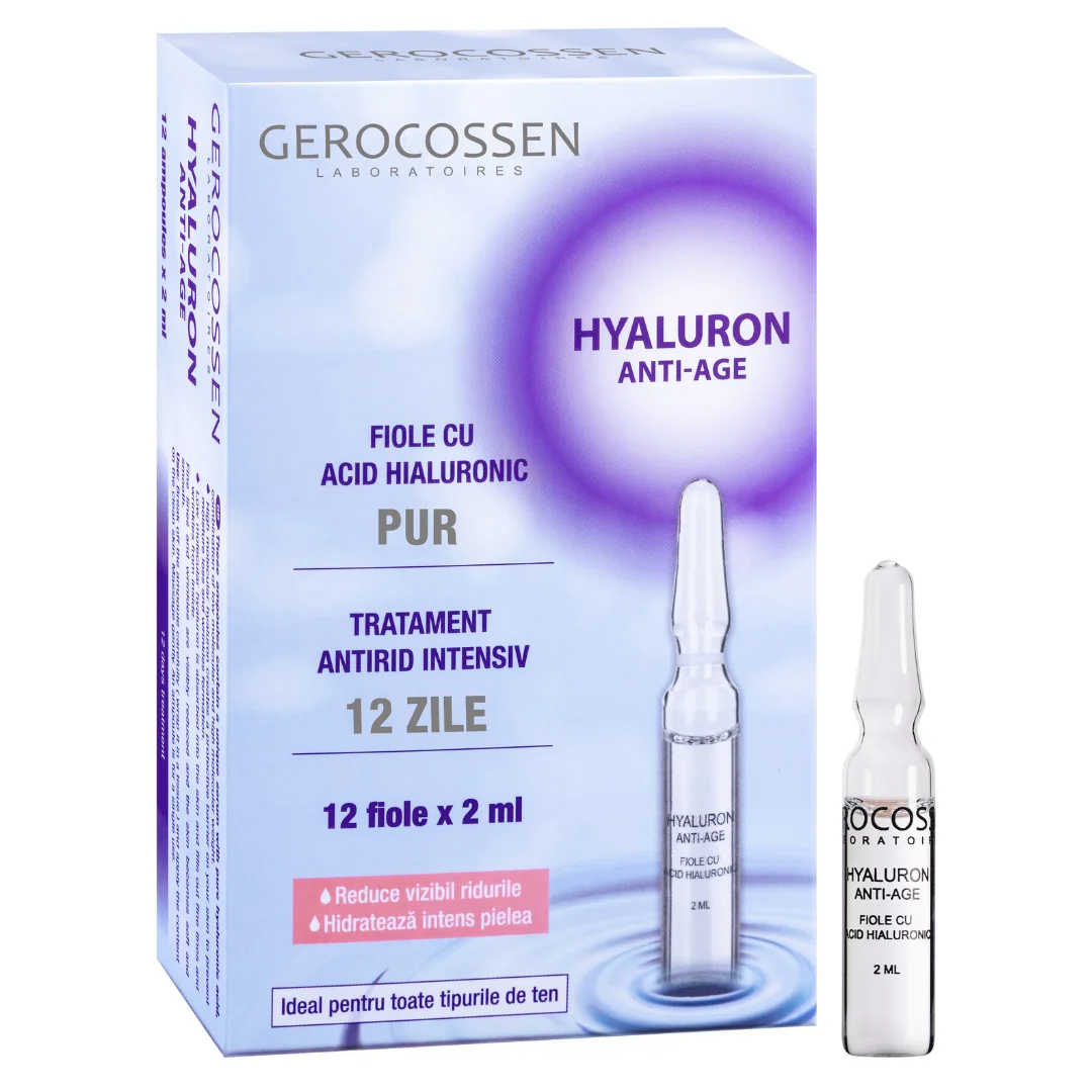 Fiole Cu Acid Hialuronic Pur Hyaluron Anti-Age 12*2ml, Gerocossen