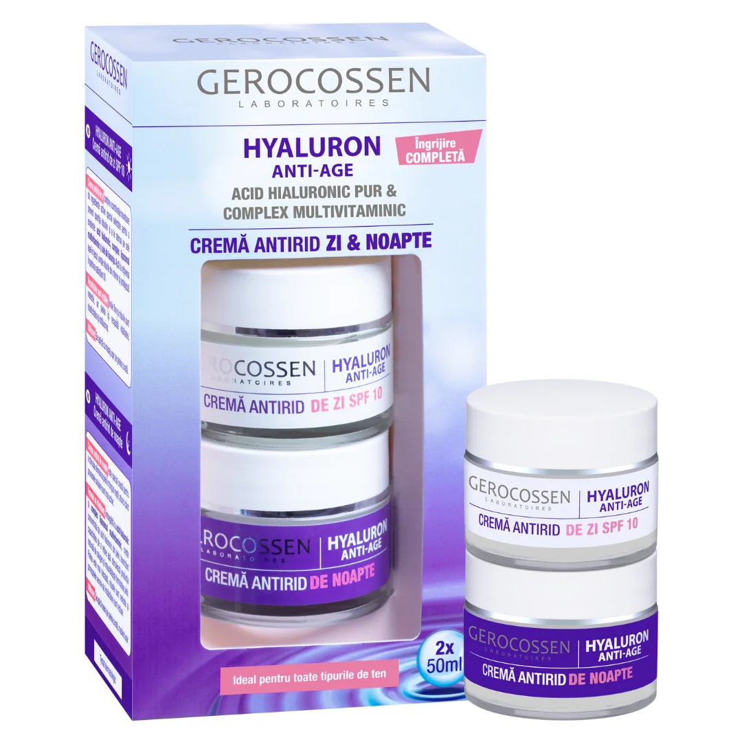 Set Antirid Hyaluron Anti-Age, De Zi Și De Noapte, 2*50ml, Gerocossen
