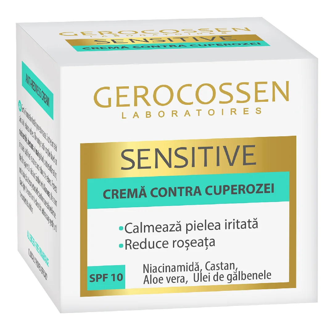 Crema Contra Cuperozei SPF10 Sensitive, 50 Ml, Gerocossen