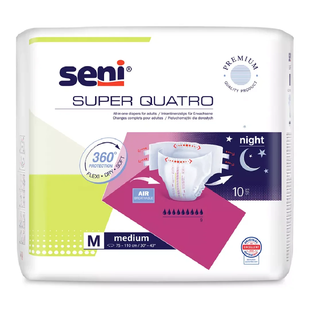 Super Seni Quatro Medium 10 Scutece Adulti Cu Sistem Inchis
