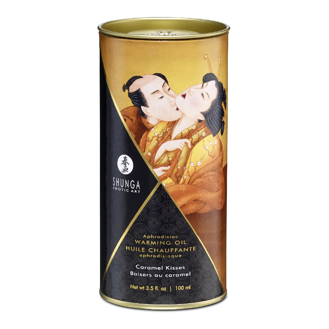 Ulei De Masaj Cu Efect De Incalzire Caramel Kisses, 100ml, Shunga Erotic Art