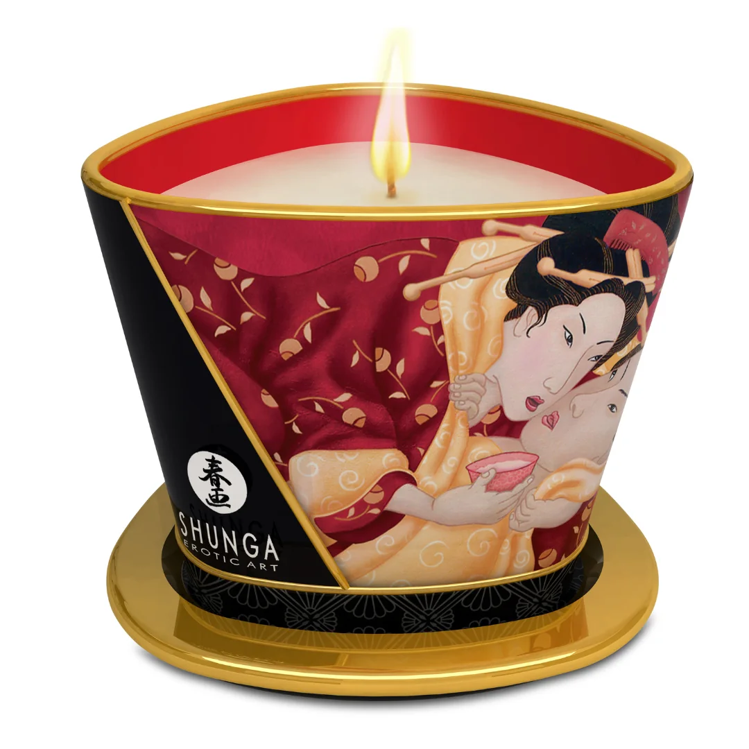 Lumanare Pentru Masaj Erotic Strawberry, 170ml, Shunga Erotic Art