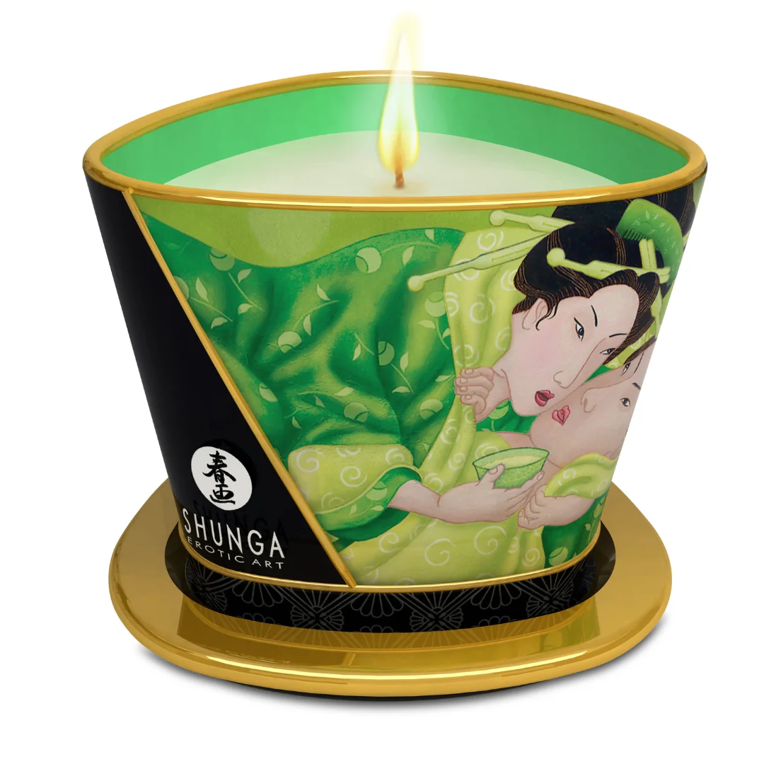 Lumanare Pentru Masaj Erotic Green Tea, 170ml, Shunga Erotic Art