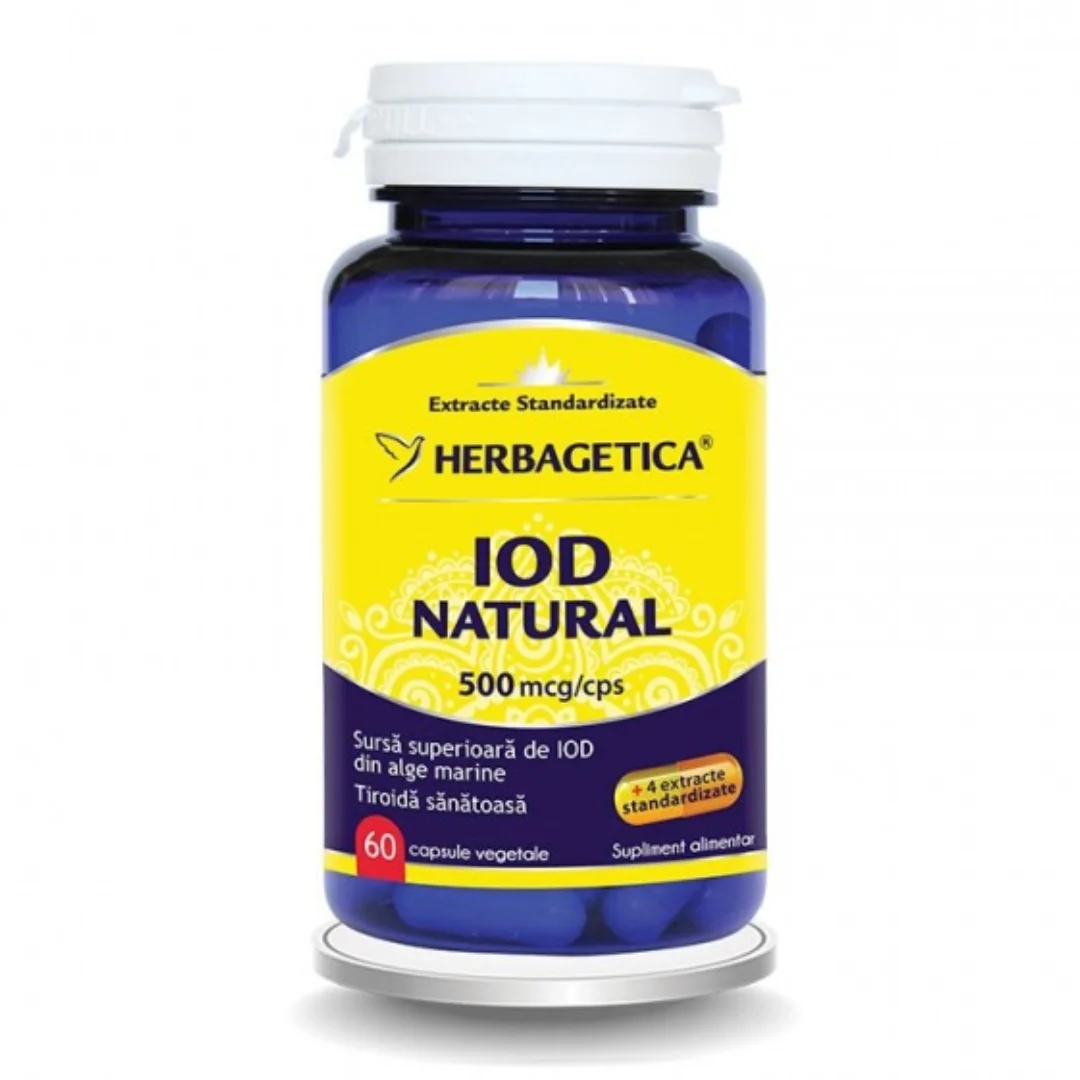 Iod Natural, 500mcg, 60 Capsule, Herbagetica