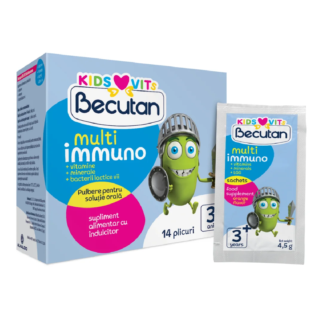 Probiotice Multi Immuno Kids, 14 Plicuri, Becutan