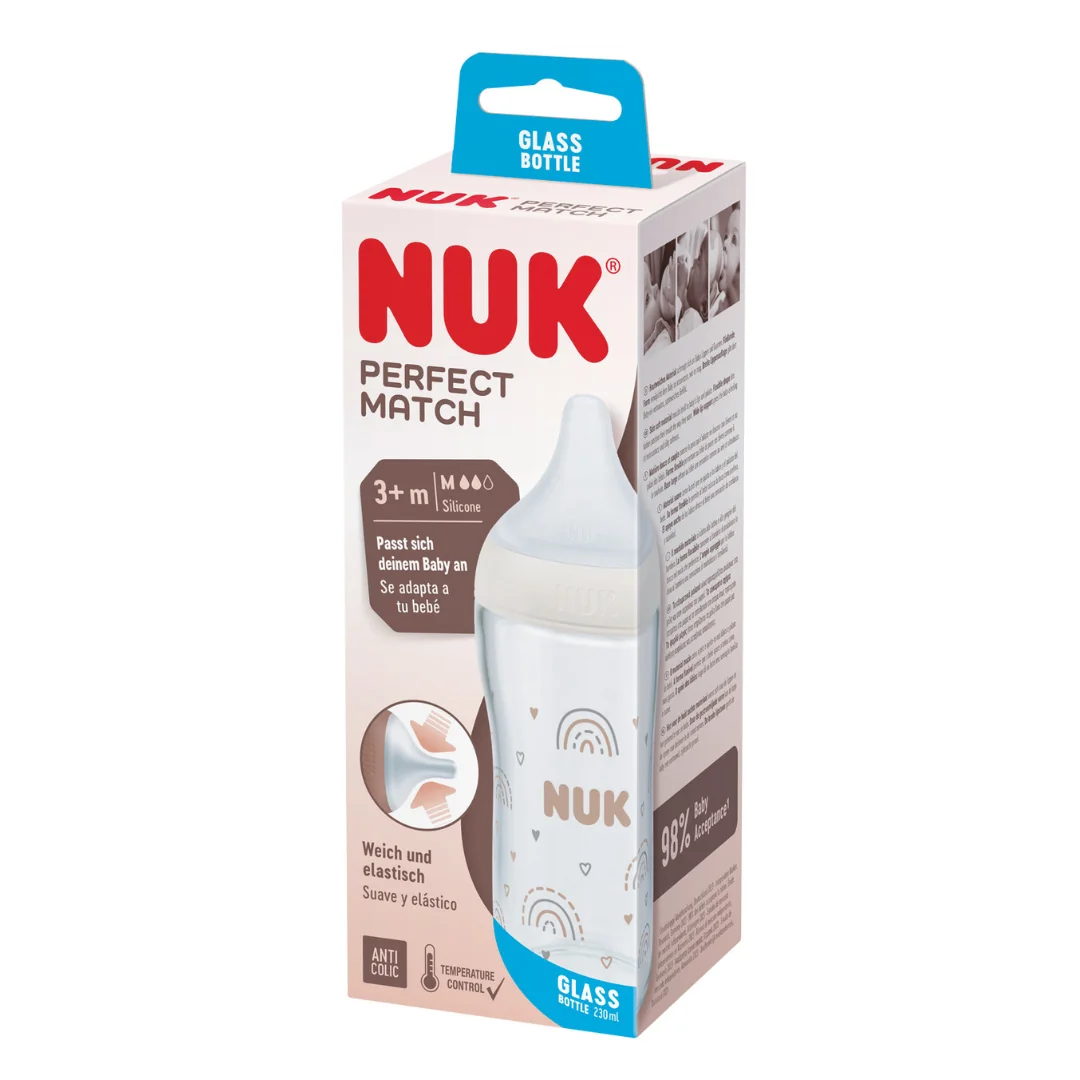 Biberon Din Sticla Perfect Match, Tetina Marimea M, 230 Ml, NUK